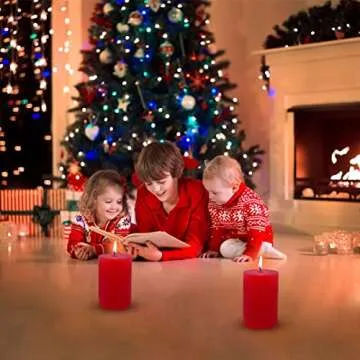 4 Red Pillar Candles - Long Burning Elegance for Events