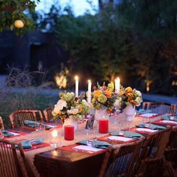 4 Red Pillar Candles - Long Burning Elegance for Events