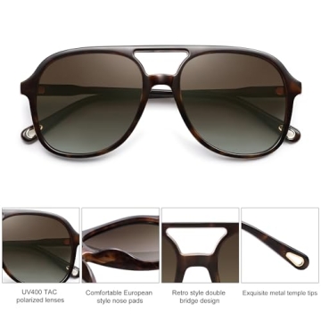 SOJOS Retro Polarized Aviator Sunglasses UV400 Protection