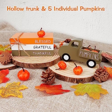 Fall Table Decor with Wooden Sign and Pumpkins for Home