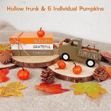 Fall Table Decor with Wooden Sign and Pumpkins for Home