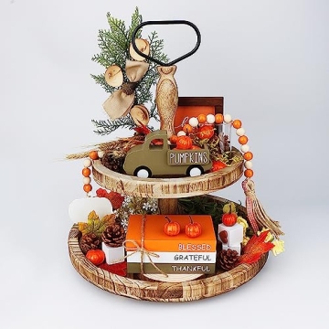 Fall Table Decor with Wooden Sign and Pumpkins for Home