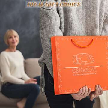 ORNAROVI Cheese Boards Charcuterie Boards Gift Set, Bamboo Cheese Board and Knife Set with Cutting Slate, Wood Charcuterie Board Set for Kitchen, Housewarming Serving Platter