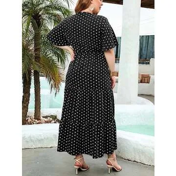 Stylish Plus Size Polka Dot Maxi Dress for Women