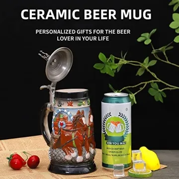 Premium 0.85L Beer Stein with Pewter Lid for Gifts