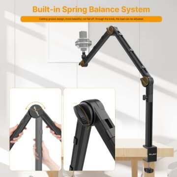 ULANZI LS24 Mic Boom Arm, Aluminum Microphone Arm Desk Mount for Podcast/Streaming/Gaming/Radio Studio with 1/4" 3/8" 5/8" Screw for HyperX QuadCast, Blue Yeti, Fifine, Shure and Most Mics