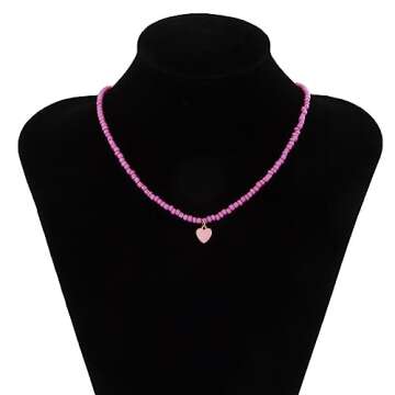 Colorful Azusa Sun Heart Beaded Choker Necklace for Women