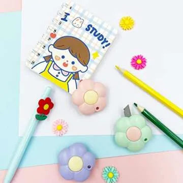 Cute Retractable Box Cutters - 3Pcs Flower Utility Knife