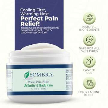 Sombra Original Warm Therapy Gel Cool to Warm Relief for Arthritis and Chronic Pain Pre-Workout Muscle Rub Vegan Formula Free of Artificial Fragrances, Dyes, NSAIDs, Wax, Petroleum, Alcohol - 8oz Jar