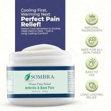 Sombra Original Warm Therapy Gel Cool to Warm Relief for Arthritis and Chronic Pain Pre-Workout Muscle Rub Vegan Formula Free of Artificial Fragrances, Dyes, NSAIDs, Wax, Petroleum, Alcohol - 8oz Jar