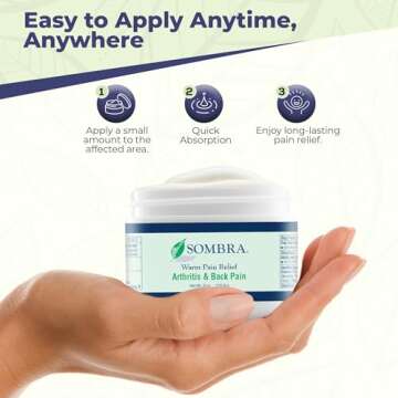 Sombra Original Warm Therapy Gel Cool to Warm Relief for Arthritis and Chronic Pain Pre-Workout Muscle Rub Vegan Formula Free of Artificial Fragrances, Dyes, NSAIDs, Wax, Petroleum, Alcohol - 8oz Jar