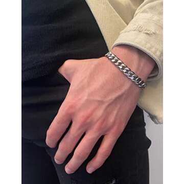 925 Sterling Silver Cuban Link Chain Bracelet 8mm Silver Bracelet for Men Women Silver Bracelet 6.5-9 Inches(7)
