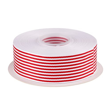 Joycrosso Red and White Striped Ribbon - 25 Yards for All Occasions