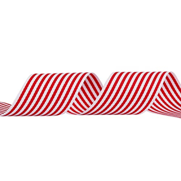 Joycrosso Red and White Striped Ribbon - 25 Yards for All Occasions