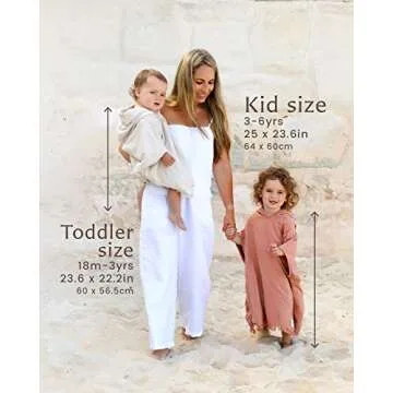 WILLOW + SIM Hooded Towel for Babies and Toddlers - Oversized Poncho Toddler Towel, Beach Towels w/Pockets, Fast-Drying Bath Towel with Hood for Boys & Girls Ages 18 Months - 3 Years (Parchment)