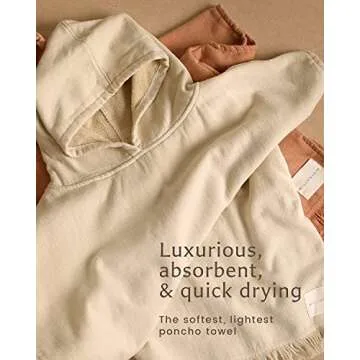 WILLOW + SIM Hooded Towel for Babies and Toddlers - Oversized Poncho Toddler Towel, Beach Towels w/Pockets, Fast-Drying Bath Towel with Hood for Boys & Girls Ages 18 Months - 3 Years (Parchment)