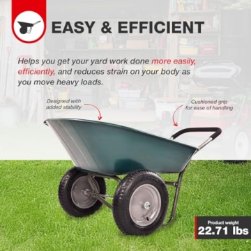 Elevon 2-Wheel Gardening Utility Wheelbarrow Durable Yard Cart