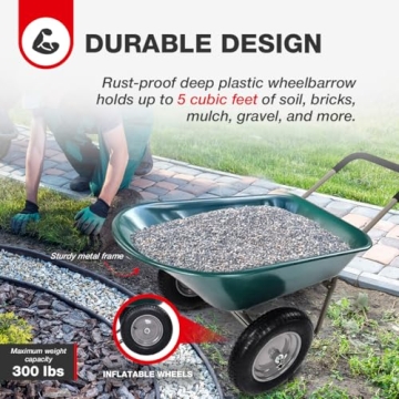 Elevon 2-Wheel Gardening Utility Wheelbarrow Durable Yard Cart