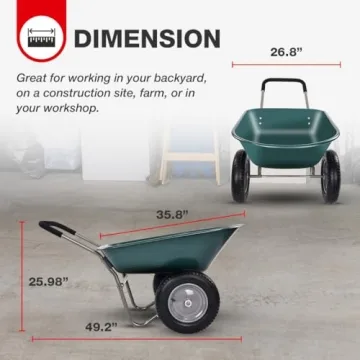 Elevon 2-Wheel Gardening Utility Wheelbarrow Durable Yard Cart