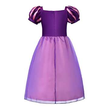 ReliBeauty Girls Dress Puff Sleeve Princess Costume, Purple for Ages 4T-4 with Accessories