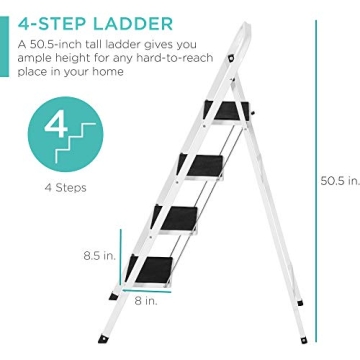 Lightweight Sturdy 4-Step Steel Ladder for Home Safety