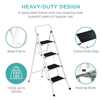 Lightweight Sturdy 4-Step Steel Ladder for Home Safety