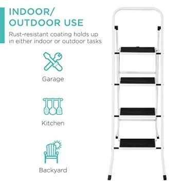 Lightweight Sturdy 4-Step Steel Ladder for Home Safety