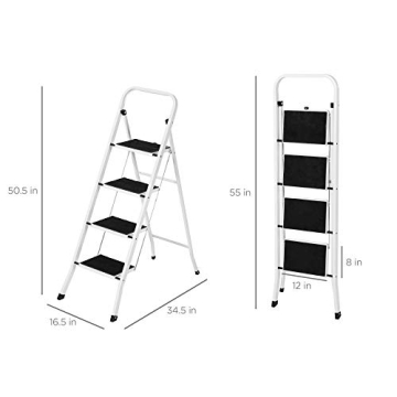 Lightweight Sturdy 4-Step Steel Ladder for Home Safety