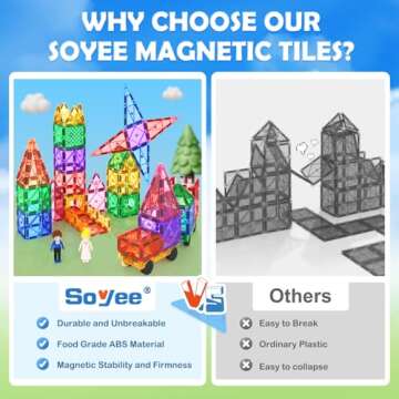 Magnetic Tiles with 2 Cars Kids Gifts Boys Toys for 3 Year Old Boys Educational Toys for Toddlers Ki...
