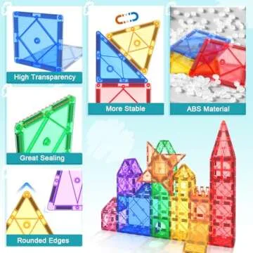 Magnetic Tiles with 2 Cars Kids Gifts Boys Toys for 3 Year Old Boys Educational Toys for Toddlers Kids Age 3-5 4-8 Car Train Building Toys