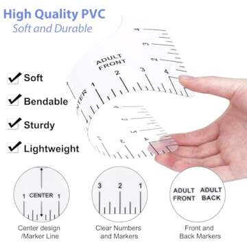 9pcs Tshirt Ruler Guide for Vinyl Alignment, T Shirt Rulers to Center Designs, PVC Measurement Templ...