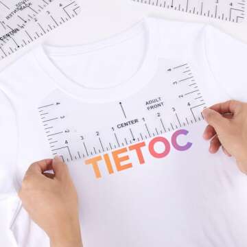 9pcs Tshirt Ruler Guide for Vinyl Alignment, T Shirt Rulers to Center Designs, PVC Measurement Template, Sewing Supplies Accessories Tools for Cricut Heat Press & Cameo & HTVRONT HTV Transfer Vinyl B