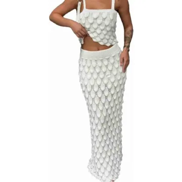 Trendy Fish Scale Knit Sets - Summer Skirt Outfits for Women