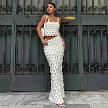 Fish Scale Knit Sets - Trendy Two Piece Summer Skirt Outfits
