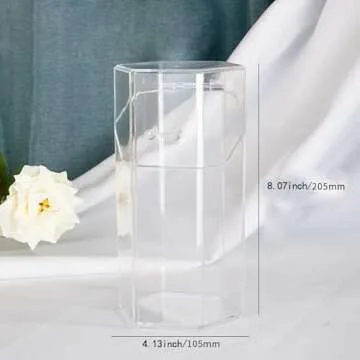 Beautybaby Makeup Brush Holder with Lid Dustproof Cosmestic Brushes Organizer Hexagon Display Cases Protect Brushes Storage with Free Pearls