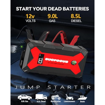 SUCFOCUS 4000A Car Battery Jump Starter - Portable Brake for Gas & Diesel Engines