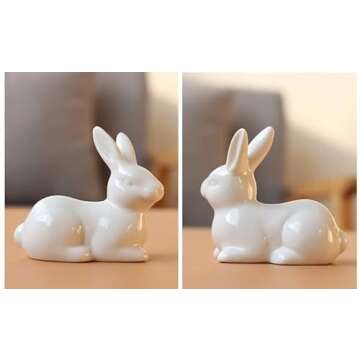 GISELA D 3Pcs White Ceramic Bunnies Easter Bunny Figurine,Home Decoration,Creative Statues for Easter Bunny Rabbits Decor