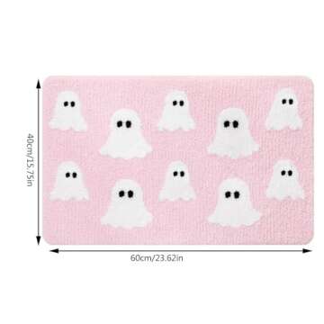 Halloween Spooky Ghosts Bath Mat Cute Home Decor Light Grey Bathroom Rugs, Ghosts Bath Mat Gothic Ho...