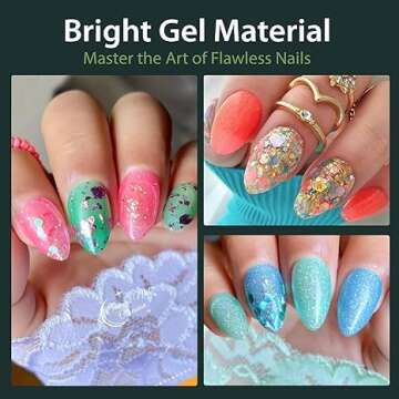 UNA GELLA Short Almond Gel Nail Tips 360pcs 15 Sizes Clear Press on Nails Base Tips False Fake Full ...