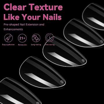 UNA GELLA Short Almond Gel Nail Tips 360pcs 15 Sizes Clear Press on Nails Base Tips False Fake Full Acrylic Nails Short Almond Shaped For Nail Extension DIY Salon Soft Gel Tips