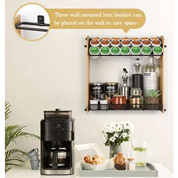 VINAEMO K Cup Holder Large Capacity Coffee Pod Holder Coffee Bar Accessories and Cup Storage Organizer Save Space for Home Office Kitchen Counter Organizer(at Least 49 Coffee Pods) Natural Bamboo