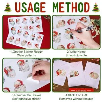 Whaline 200Pcs Pink Santa Claus Name Tag Stickers 10 Design Christmas Santa Gift Labels Xmas to & from Paper Gift Name Tag Stickers for Winter Holiday Birthday Gift Wrap Decor