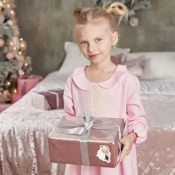 Whaline 200Pcs Pink Santa Claus Name Tag Stickers 10 Design Christmas Santa Gift Labels Xmas to & from Paper Gift Name Tag Stickers for Winter Holiday Birthday Gift Wrap Decor