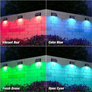 VOLISUN Solar Fence Post Lights 6 Pack, 8 Colors,Fence Lights Solar Powered, Solar Fence Light Outdoor Waterproof, LED Fence Post Solar Light for Backyard Fence,Outdoor Solar Light for Fence