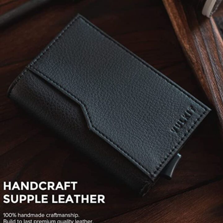 VULKIT Slim Leather Card Holder Wallet RFID Protection