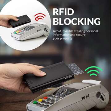 VULKIT Slim Leather Card Holder Wallet RFID Protection