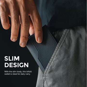 VULKIT Slim Leather Card Holder Wallet RFID Protection