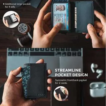 VULKIT Slim Leather Card Holder Wallet RFID Protection