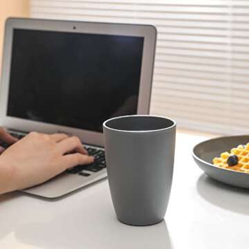 JUCOXO Wheat Straw 12 oz Biodegradable Eco-friendly Cylindrical Cups - 5 Pack, Beige, Modern, Reusable, Picnic, Home, Outdoor, Travel, Social Gatherings, Bpa Free, Dishwasher Safe, Microwave Safe