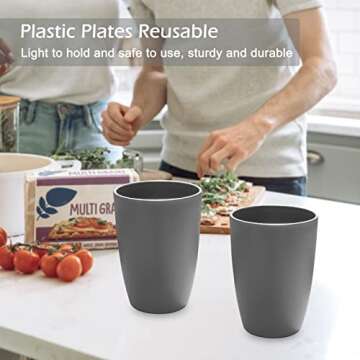 JUCOXO Wheat Straw 12 oz Biodegradable Eco-friendly Cylindrical Cups - 5 Pack, Beige, Modern, Reusable, Picnic, Home, Outdoor, Travel, Social Gatherings, Bpa Free, Dishwasher Safe, Microwave Safe